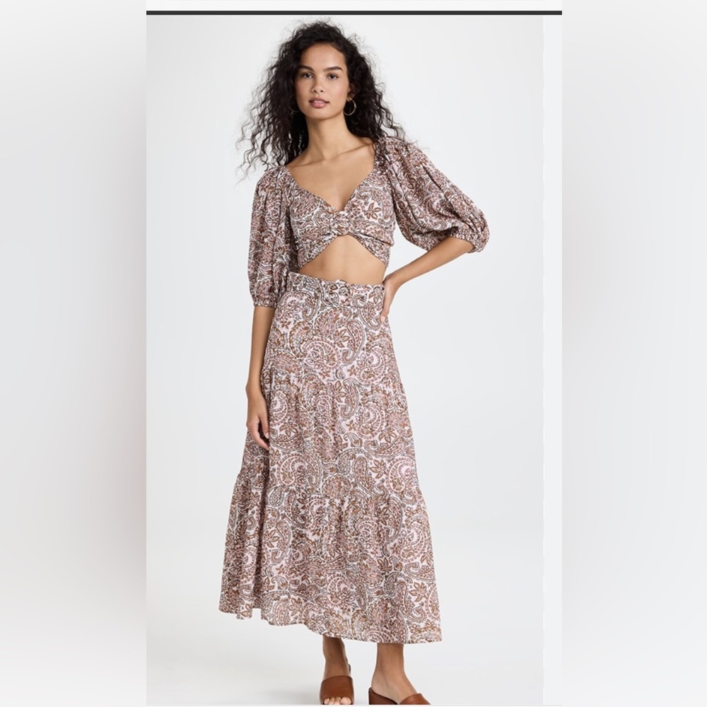 MINKPINK- Jedda Crop Blouse In Paisley and skirt